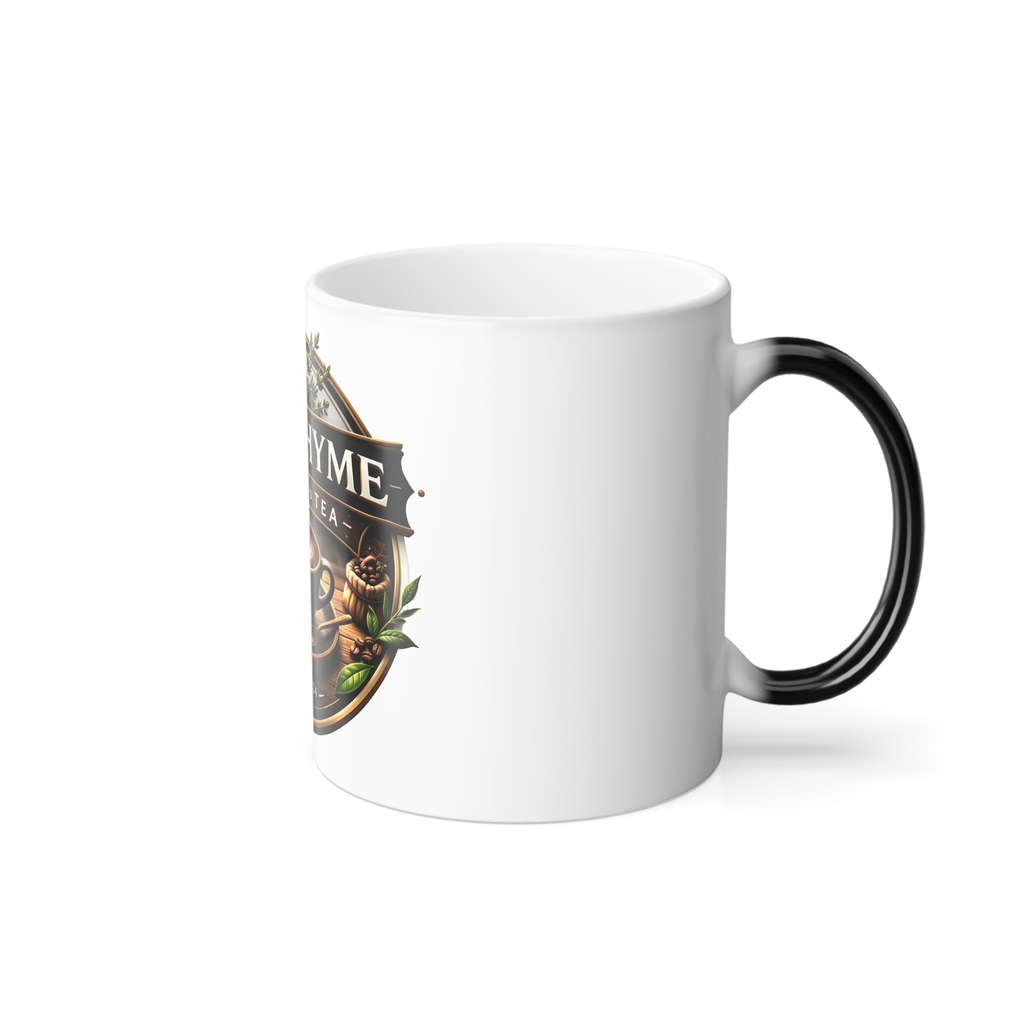 Old Thyme Coffee & Tea Color-Changing Mug — 11oz Vintage Cafe Logo