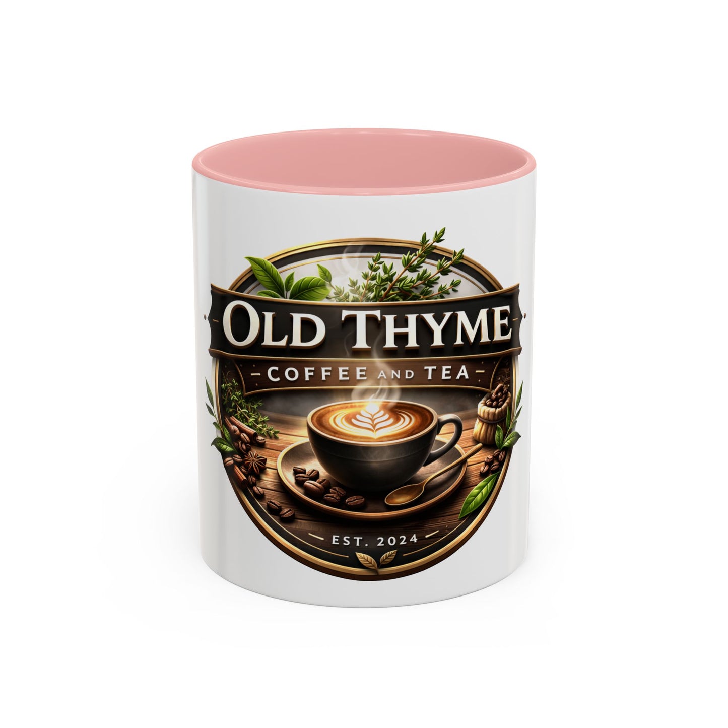 Coffee Mug — "Old Thyme Coffee & Tea" Accent Ceramic Mug (11/15 oz)