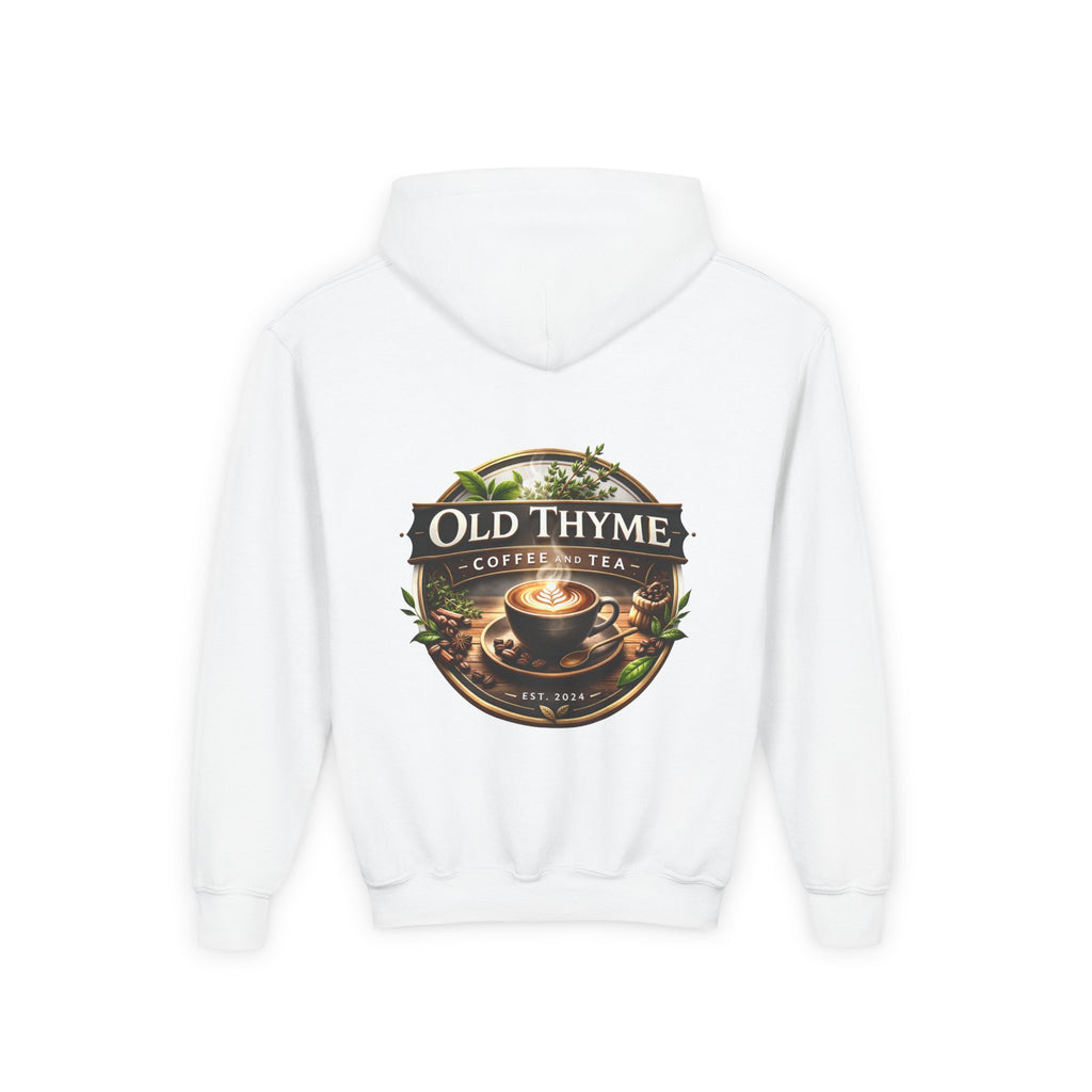 Old Thyme Coffee & Tea Youth Hoodie — Vintage Café Logo Sweatshirt