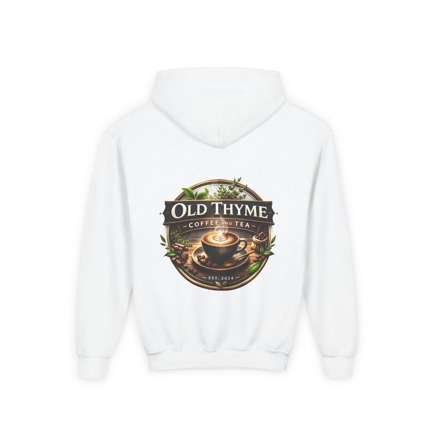 Old Thyme Coffee & Tea Youth Hoodie — Vintage Café Logo Sweatshirt