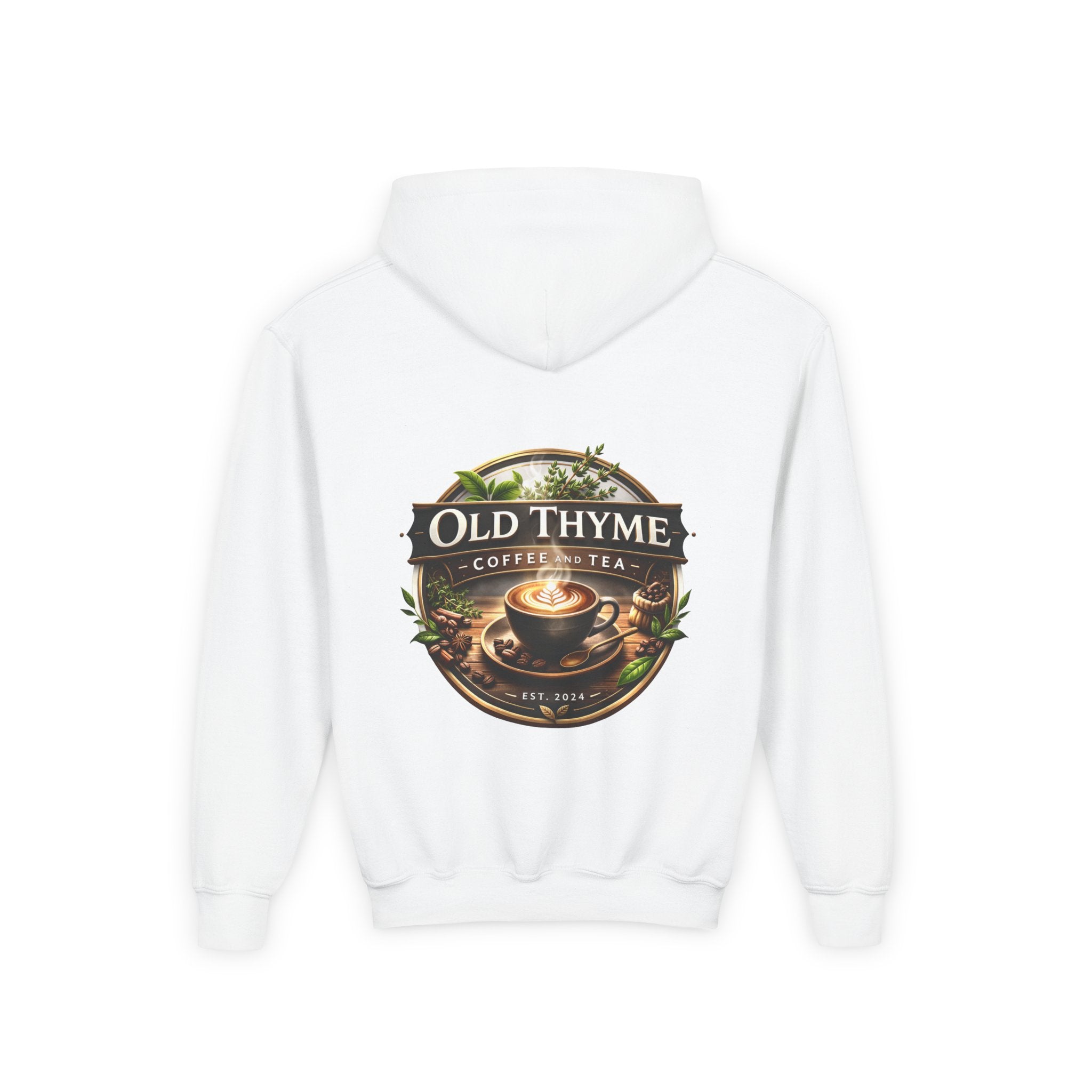 Old Thyme Coffee & Tea Youth Hoodie — Vintage Café Logo Sweatshirt
