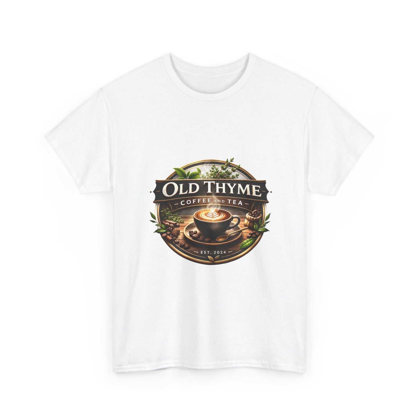 Old Thyme Coffee & Tea T‑Shirt — Vintage Coffee Cup Logo Tee