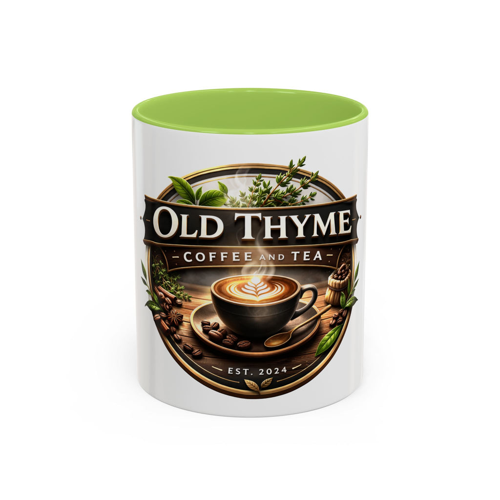Coffee Mug — "Old Thyme Coffee & Tea" Accent Ceramic Mug (11/15 oz)