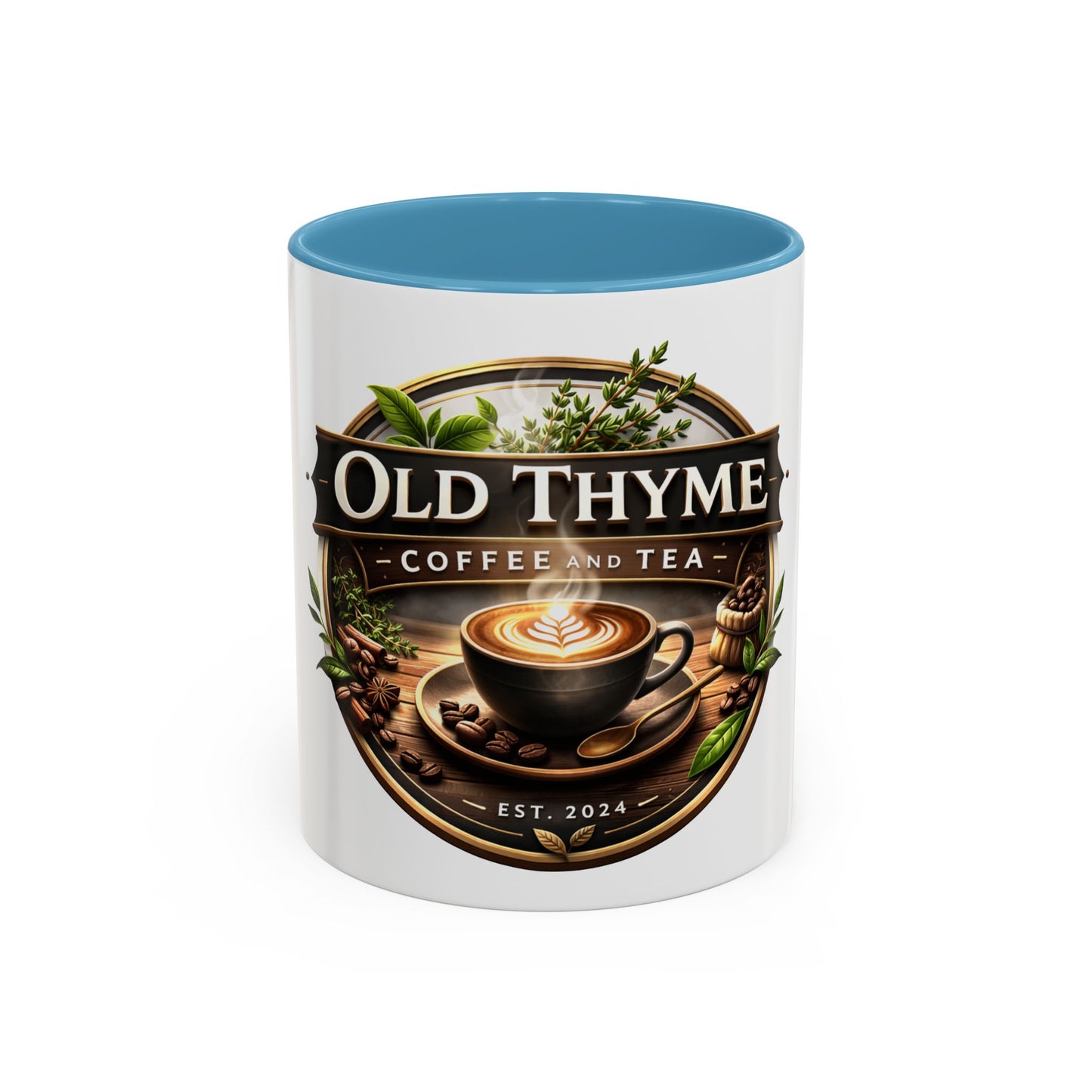 Coffee Mug — "Old Thyme Coffee & Tea" Accent Ceramic Mug (11/15 oz)