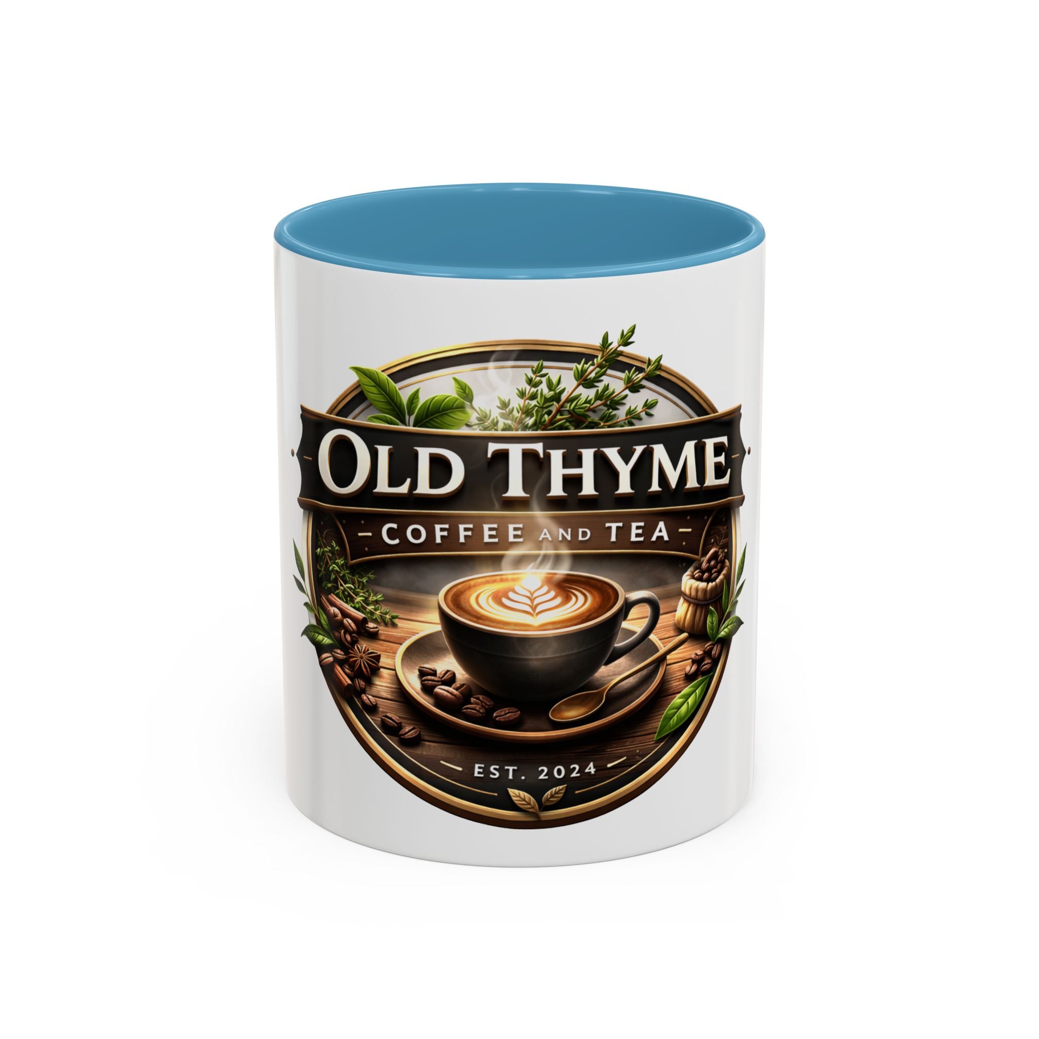 Coffee Mug — "Old Thyme Coffee & Tea" Accent Ceramic Mug (11/15 oz)