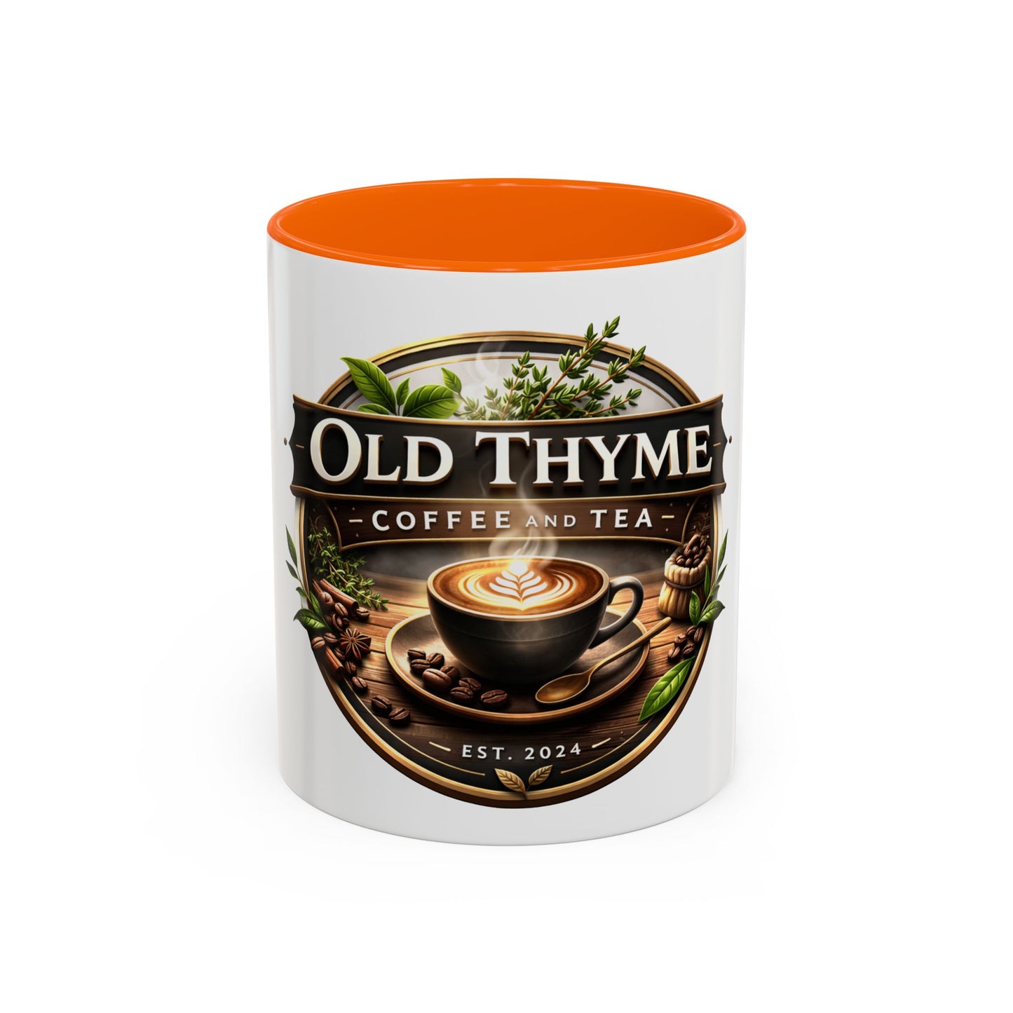 Coffee Mug — "Old Thyme Coffee & Tea" Accent Ceramic Mug (11/15 oz)