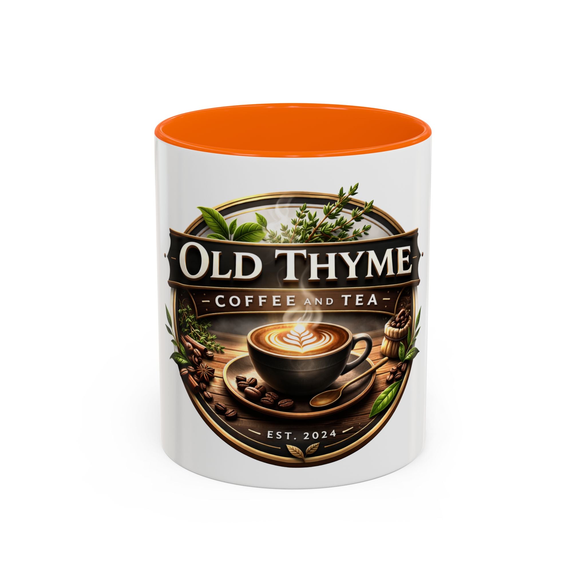 Coffee Mug — "Old Thyme Coffee & Tea" Accent Ceramic Mug (11/15 oz)