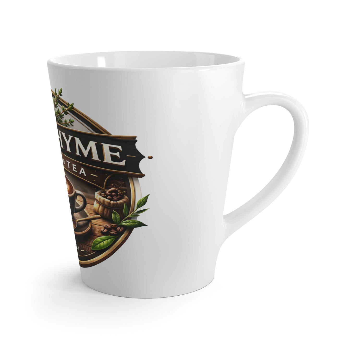 Latte Mug — Old Thyme Coffee & Tea Logo Ceramic Mug