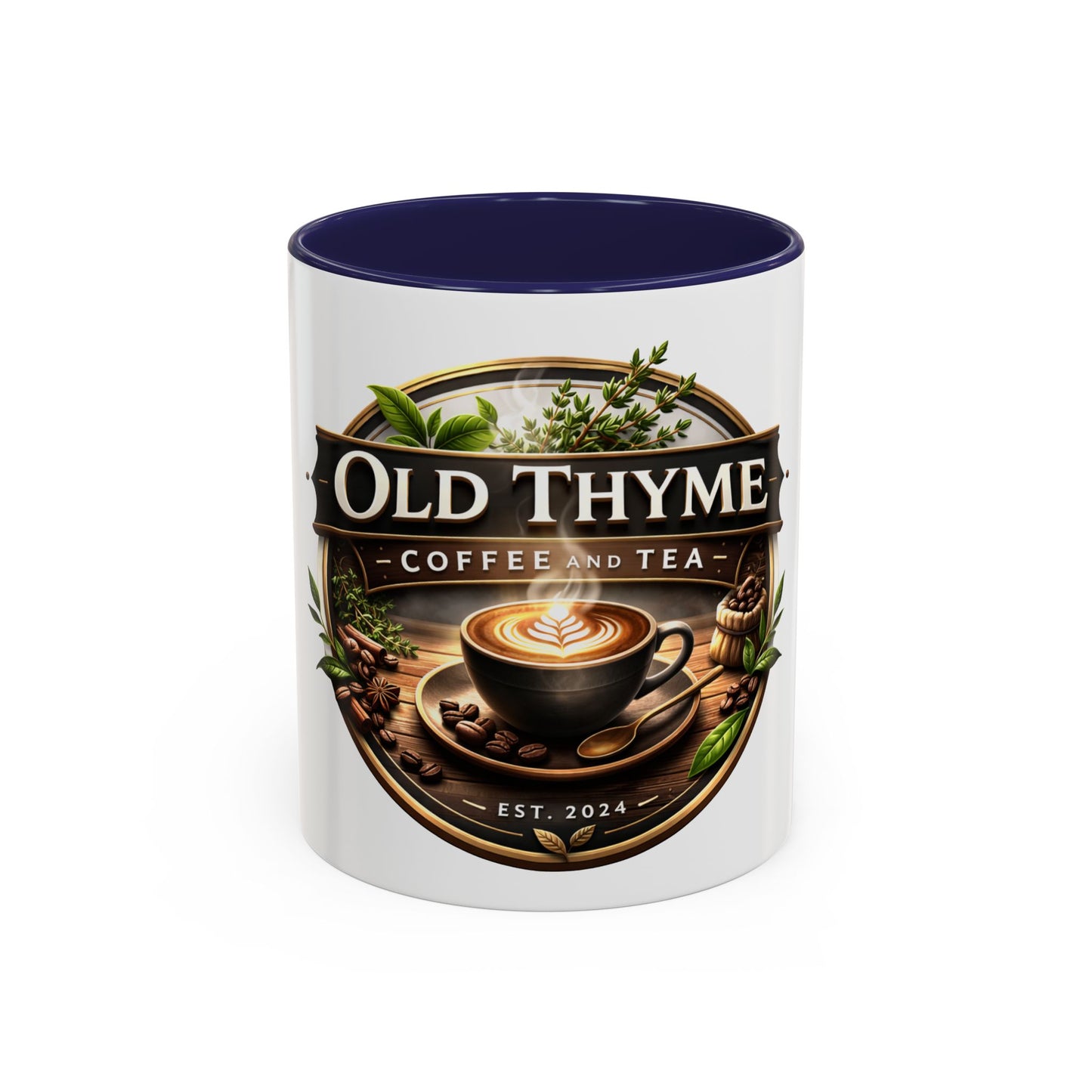 Coffee Mug — "Old Thyme Coffee & Tea" Accent Ceramic Mug (11/15 oz)
